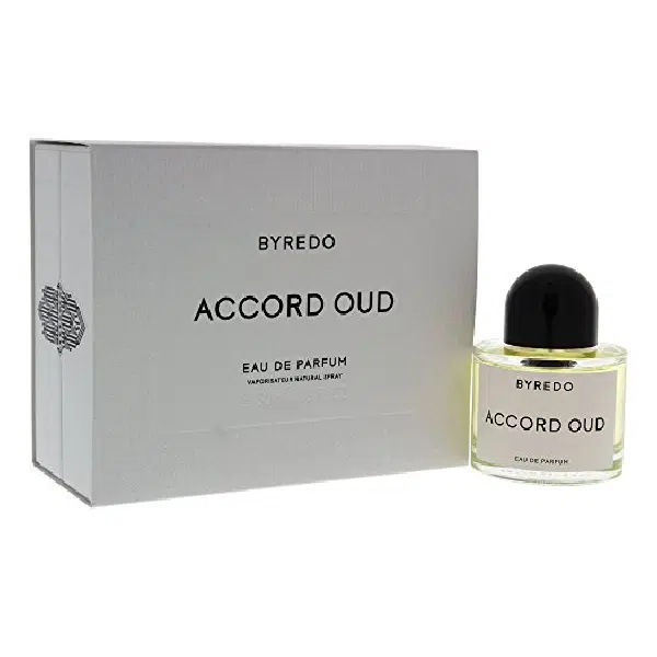 Byredo Accord Oud perfume bottle and box.