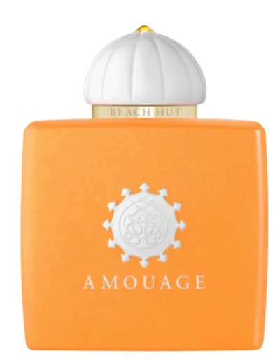 Orange Amouage perfume bottle with a white cap.