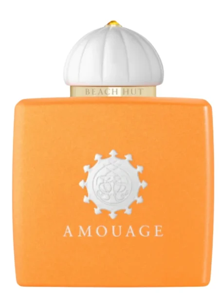 Orange Amouage perfume bottle with a white cap.