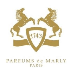 Logo of Parfums de Marly Paris with two horses and a shield.