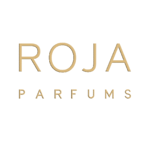 Logo of Roja Parfums with elegant gold lettering on a white background.