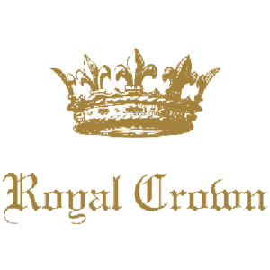 A gold ornate crown with elegant lettering reading 'Royal Crown'.