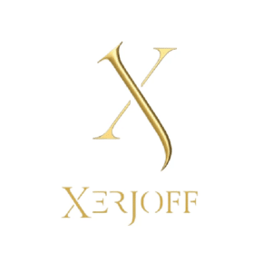 Elegant gold logo with intertwined letters X and J, and 'XERJOFF' text below.