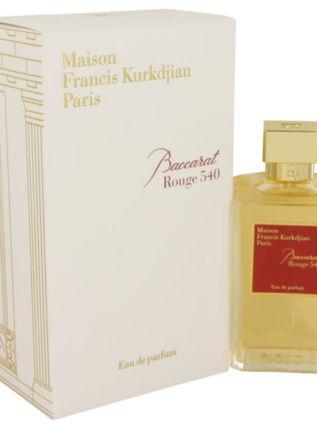 Bottle of Maison Francis Kurkdjian perfume with elegant packaging.