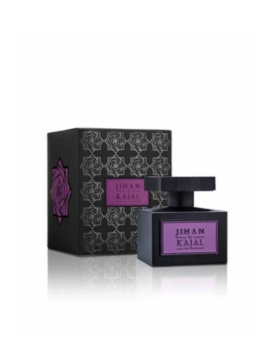 Elegant black and purple perfume bottle with matching box.