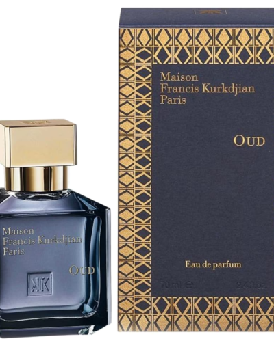 A luxurious blue glass perfume bottle with a gold cap beside its matching elegant box.