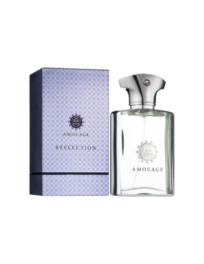 Elegant perfume bottle and box with a subtle purple design.