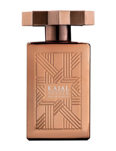 Elegant Balmain perfume bottle with geometric design and copper finish.