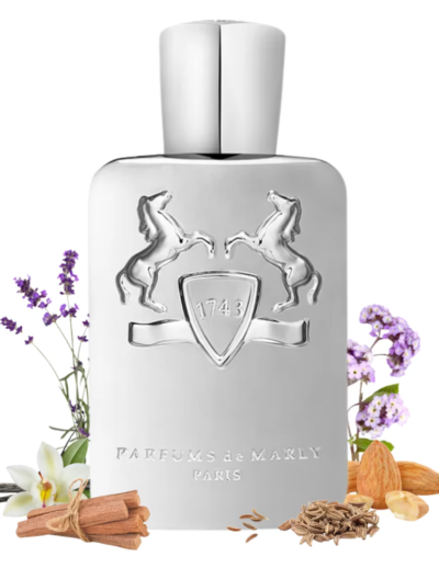 Elegant white perfume bottle with natural botanical accents.