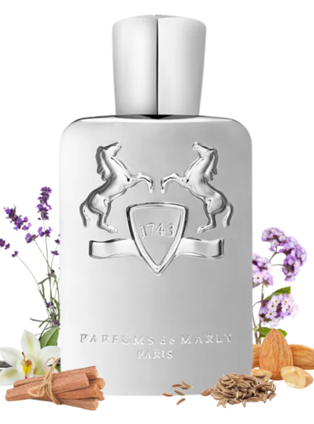 Elegant white perfume bottle with natural botanical accents.