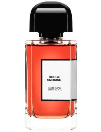 Elegant bottle of red-colored perfume with a minimalist label.