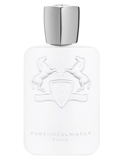 White bottle of Burberry fragrance with silver cap and embossed logo.