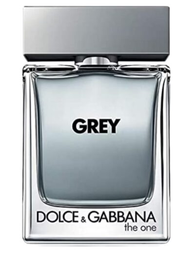 A sleek Dolce & Gabbana Grey perfume bottle with silver accents.