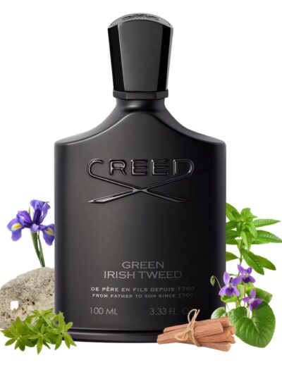 Elegant black bottle of Creta fragrance with natural herbs.