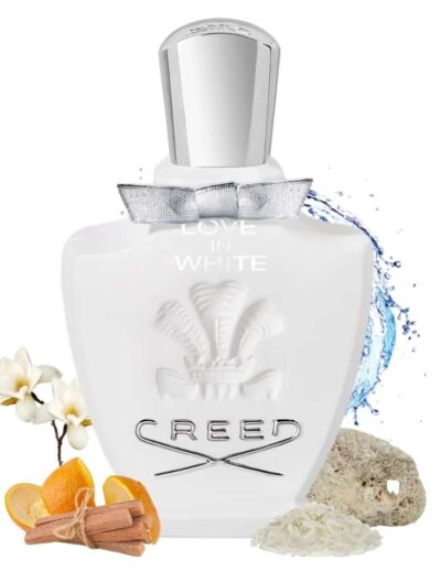 Elegant Creed perfume bottle with floral and amber accents.