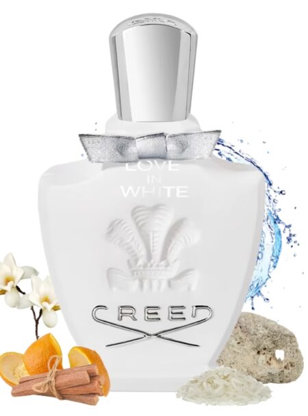Elegant Creed perfume bottle with floral and amber accents.