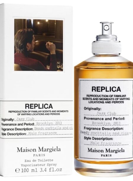 Maison Margiela Replica Jazz Club perfume bottle and packaging.