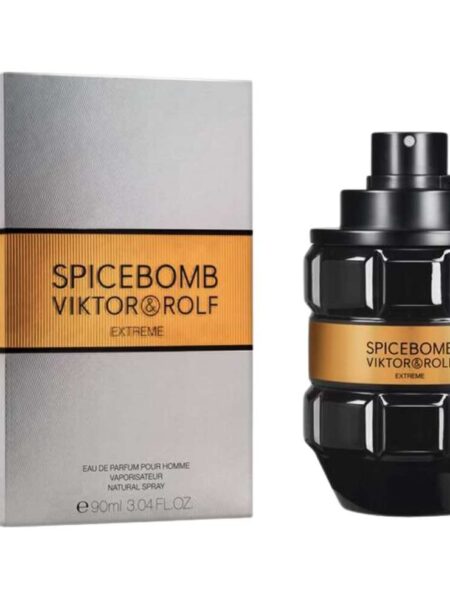 A bottle of Spicebomb Winter Edition cologne with its box.