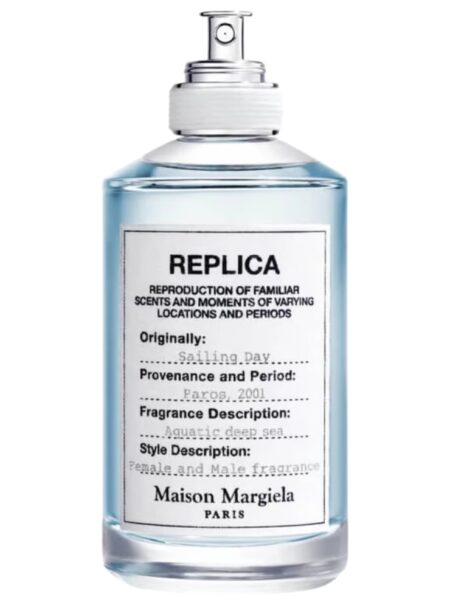 Bottle of Maison Margiela Replica fragrance with spray nozzle.