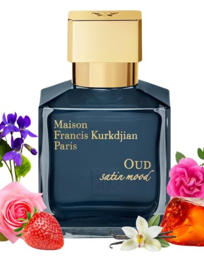 Elegant Maison Francis Kurkdjian Paris perfume bottle with floral and fruity accents.