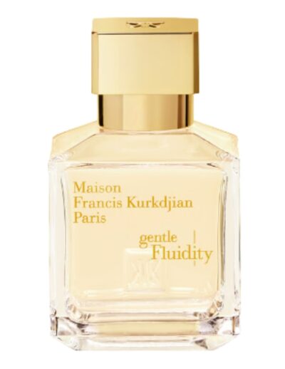 Elegant perfume bottle with gold and clear design.