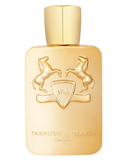 Elegant gold bottle of Penhaligon's perfume with embossed logo.