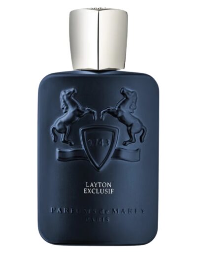 Elegant navy blue lotion bottle with silver cap and embossed design.