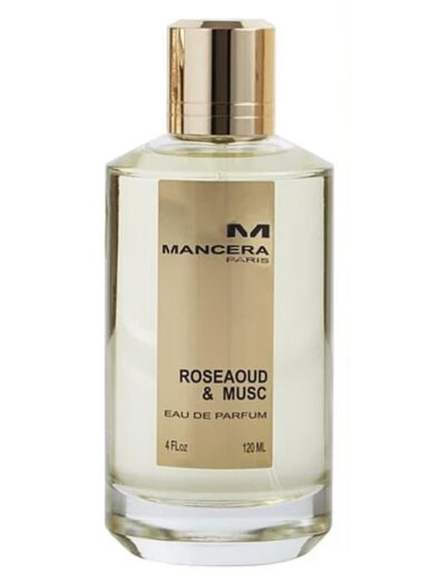 Elegant rose and musk scented perfume bottle.