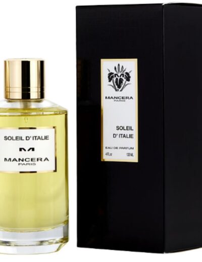 Elegant bottle of Mazzolari perfume with matching black box.