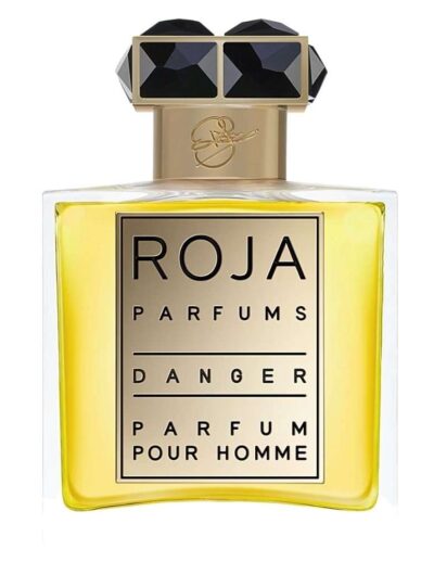 A bottle of Roja Parfums Amber Pour Homme fragrance with a gold and black cap.