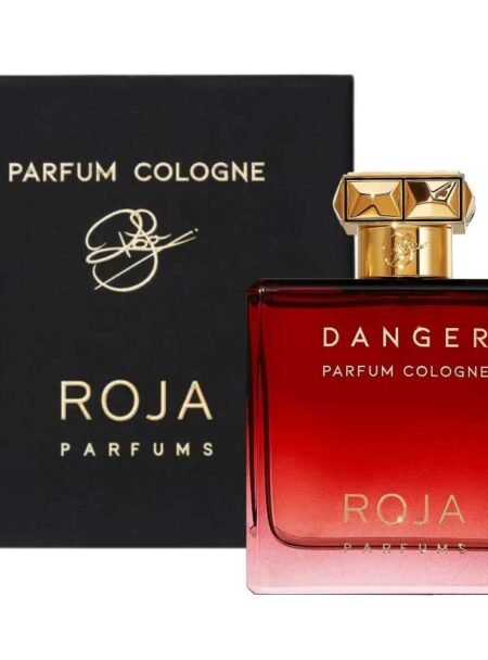 Luxury Roja Parfums Danger cologne bottle with black box.