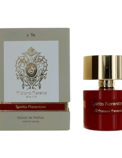 Elegant red perfume bottle with gold cap beside its decorative box.