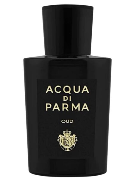 Elegant black bottle of Acqua di Parma Oud fragrance.