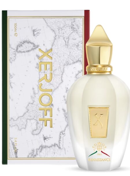 Elegant perfume bottle with a marble-patterned box.