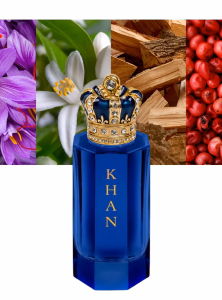 Blue KHAN perfume bottle with saffron and woods