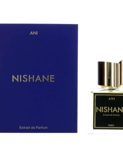 Mishane perfume bottle with its blue box packaging.
