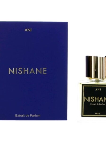 Mishane perfume bottle with its blue box packaging.