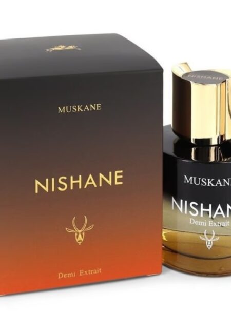 Elegant Nishane Muskari perfume bottle with matching box.
