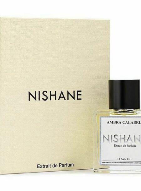 Nishane perfume bottle and box with minimalistic design.
