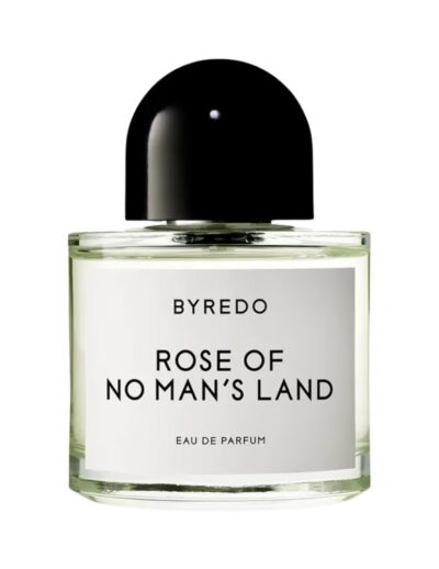 A bottle of Byredo Rose of No Man's Land perfume with a black cap.