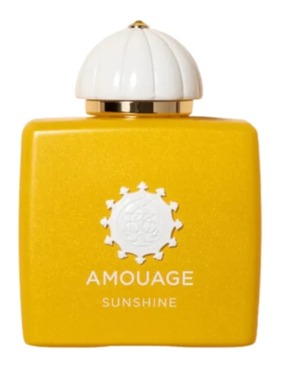 Yellow Amouage Sunshine perfume bottle with a white cap.