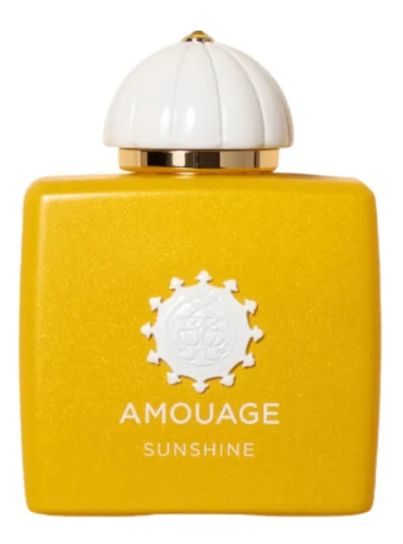 Yellow Amouage Sunshine perfume bottle with a white cap.