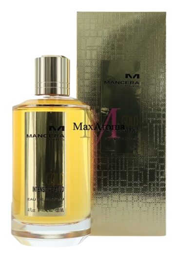 Elegant bottle of Maximus perfume with golden packaging.