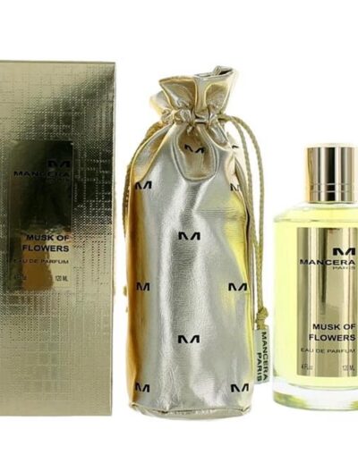Elegant Prada perfume bottle with gold packaging and fabric pouch.